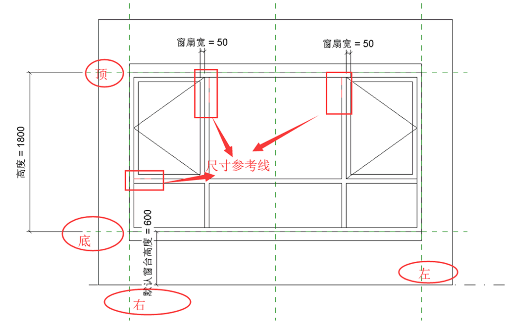 门窗尺寸参考线